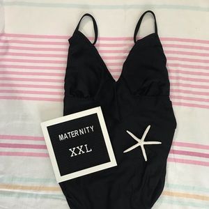 Maternity Flounce neckline one-piece